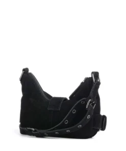 Suede Palma Schultertasche aufgerautes Leder schwarz