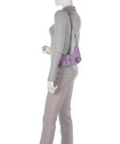 Suede Palma Schultertasche aufgerautes Leder violett