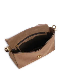Suede Temi Schultertasche aufgerautes Leder camel