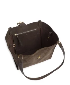 Suede Temi Shopper aufgerautes Leder dunkelbraun