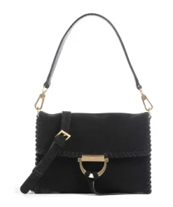 Suede Temi Stitch Schultertasche aufgerautes Leder schwarz