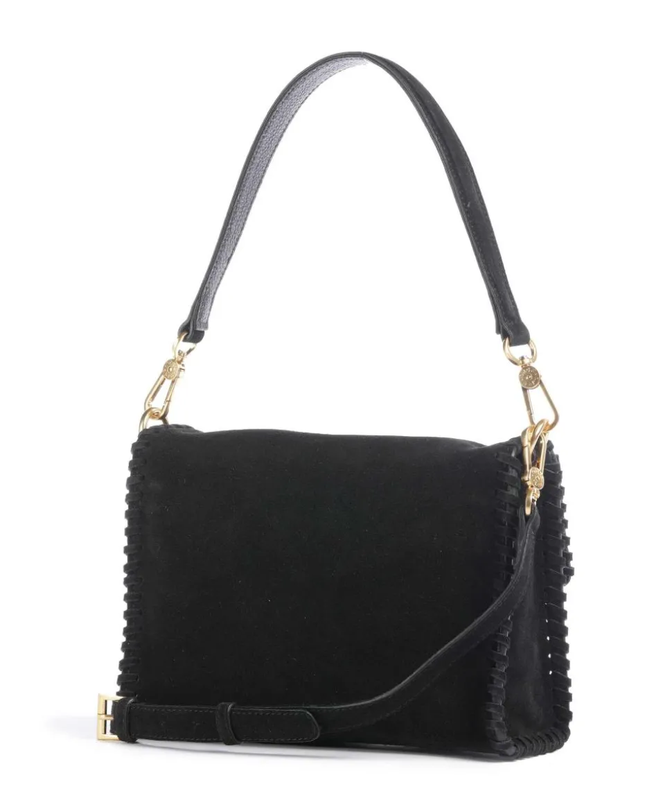 Suede Temi Stitch Schultertasche aufgerautes Leder schwarz