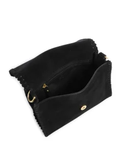 Suede Temi Stitch Schultertasche aufgerautes Leder schwarz