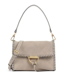Suede Temi Stitch Schultertasche aufgerautes Leder beige
