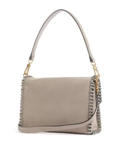 Suede Temi Stitch Schultertasche aufgerautes Leder beige