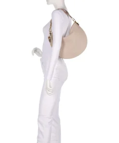 Sunup Beuteltasche genarbtes Leder beige