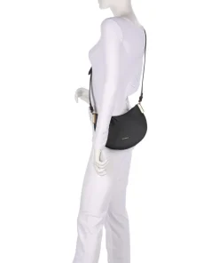 Sunup Schultertasche genarbtes Rindsleder schwarz