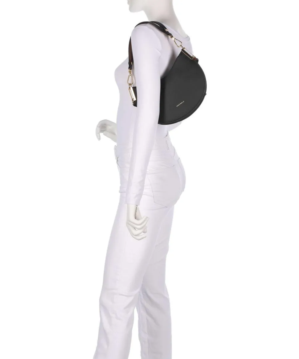 Sunup Schultertasche genarbtes Rindsleder schwarz