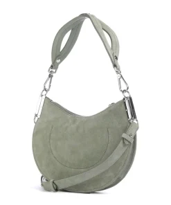 Sunup Suede Schultertasche aufgerautes Rindsleder graugrün