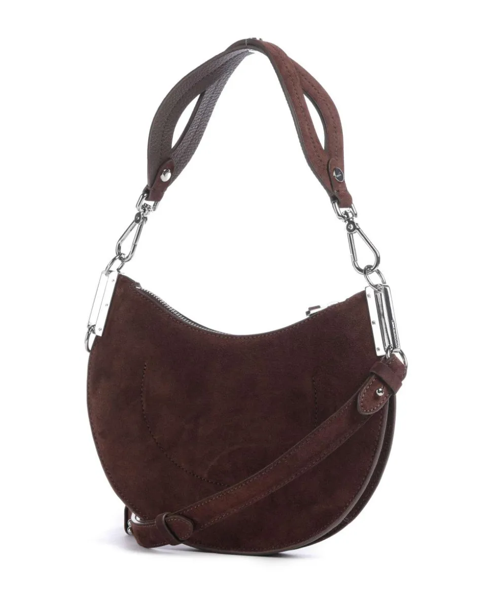 Sunup Suede Schultertasche aufgerautes Rindsleder dunkelbraun