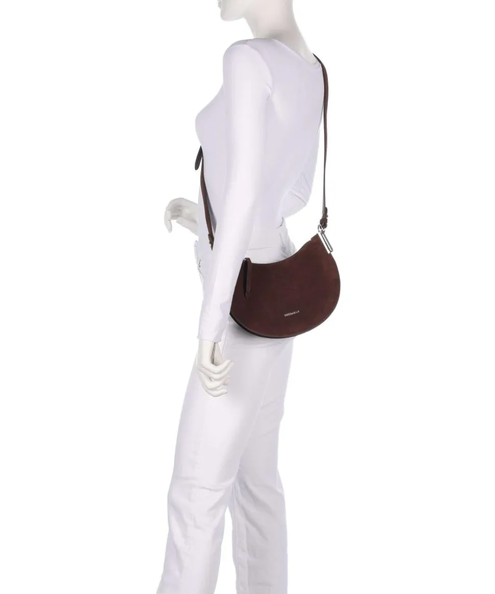 Sunup Suede Schultertasche aufgerautes Rindsleder dunkelbraun
