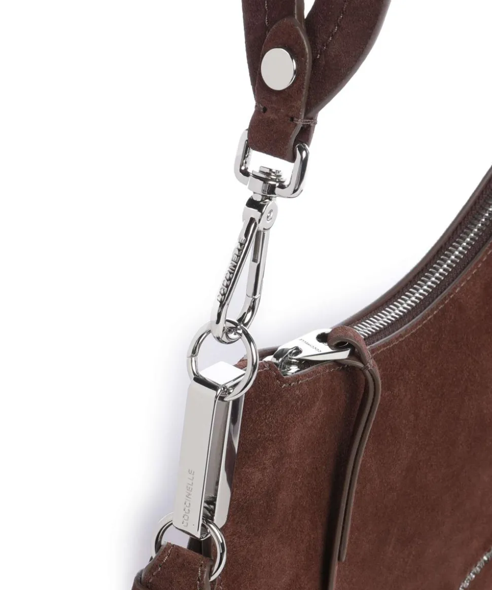 Sunup Suede Schultertasche aufgerautes Rindsleder dunkelbraun