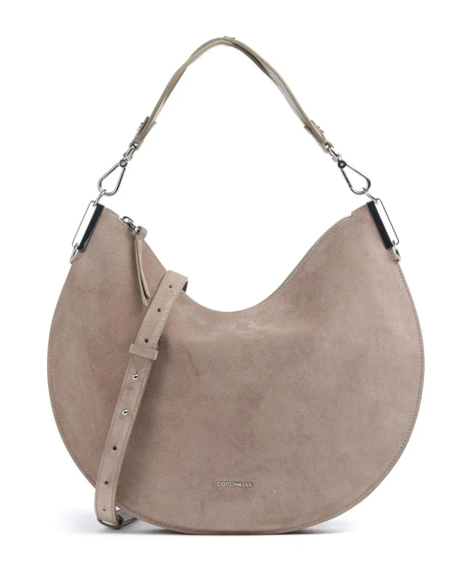Sunup Suede Schultertasche aufgerautes Rindsleder taupe