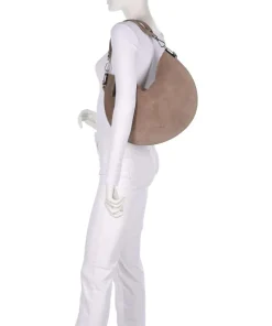 Sunup Suede Schultertasche aufgerautes Rindsleder taupe