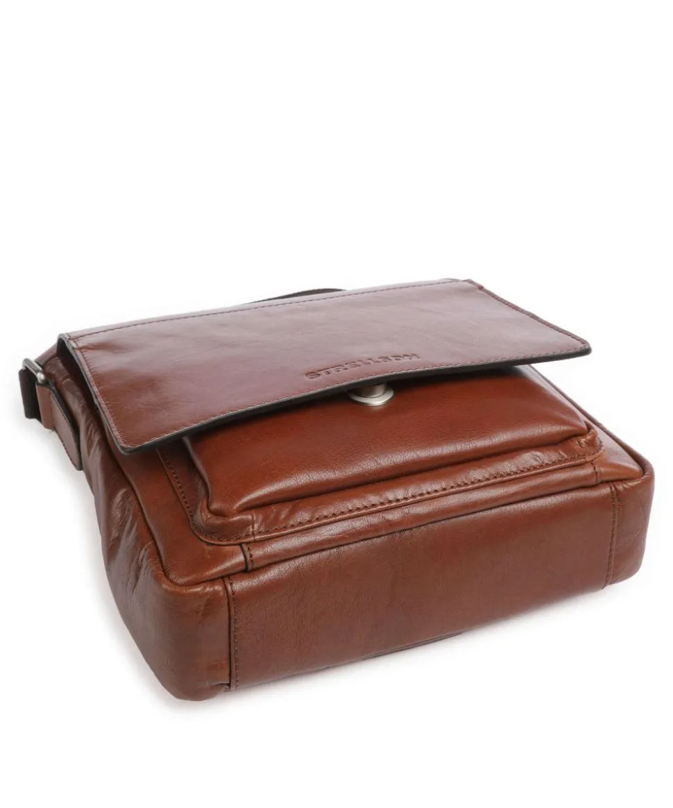 Swiss Cottage Clint Umhängetasche genarbtes Leder cognac