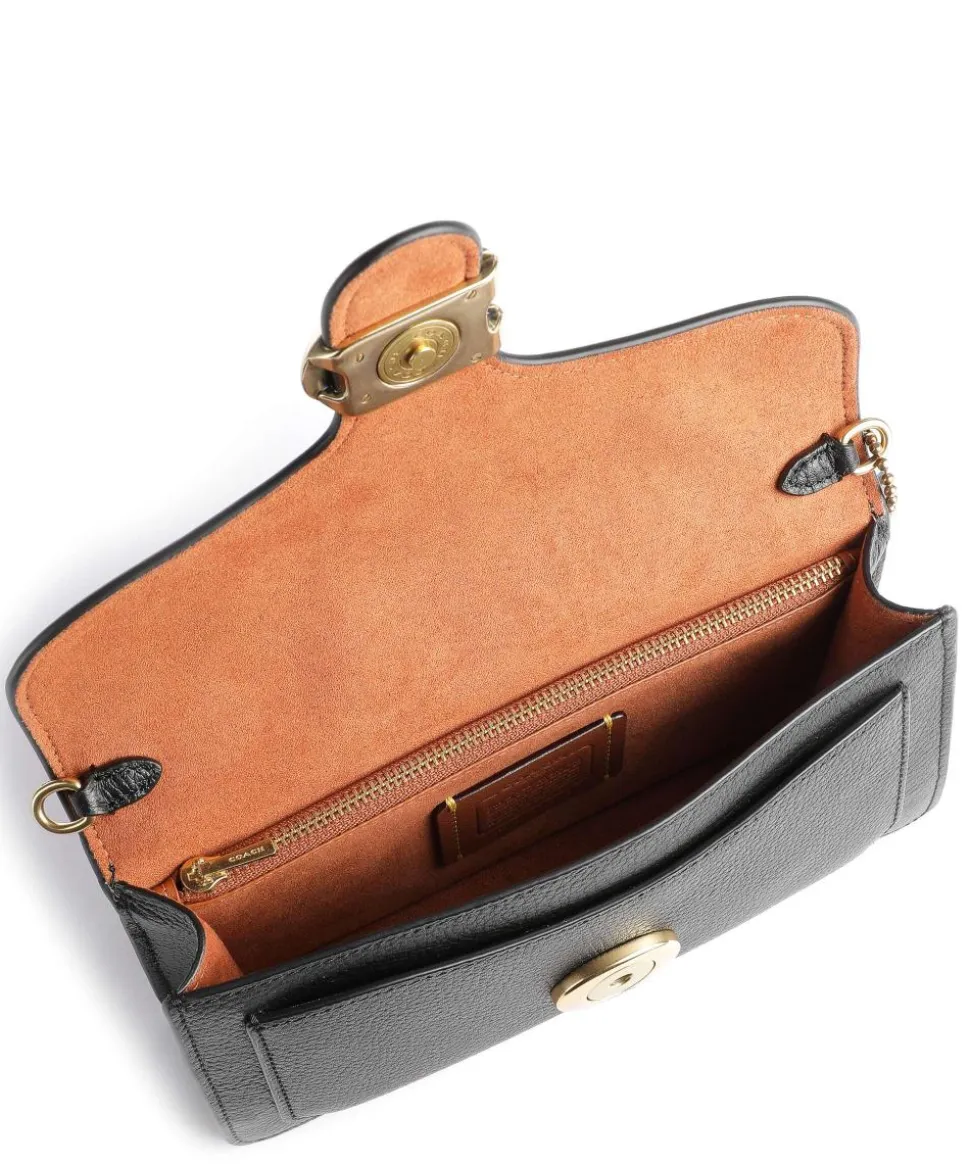 Tabby Chain Umhängetasche genarbtes Leder schwarz