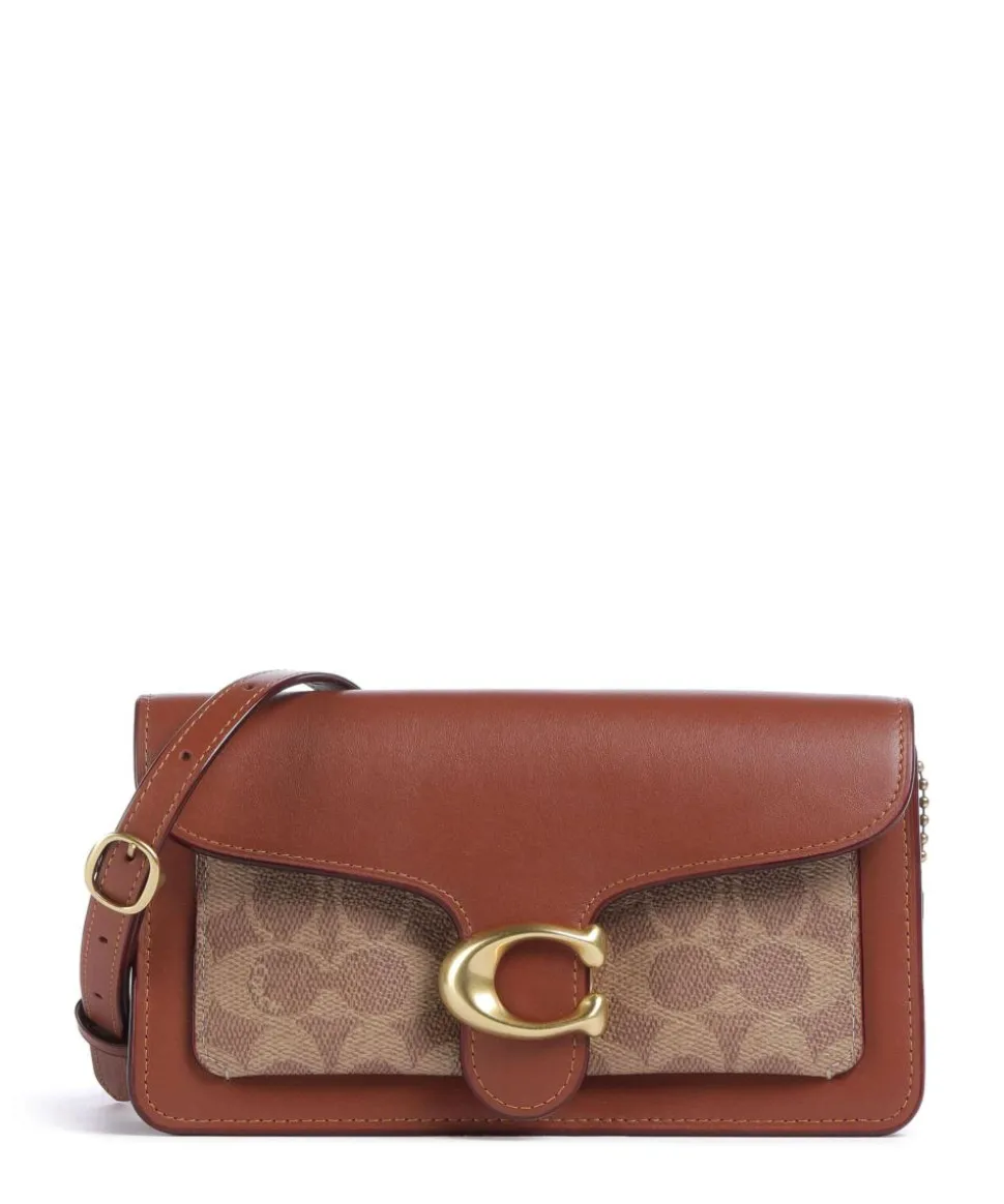 Tabby Chain Umhängetasche fein genarbtes Rindsleder, Canvas braun