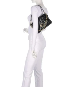 Tabby Quilted Glazed Schultertasche fein genarbtes Leder schwarz