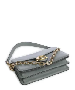 Tabby Soft Chain Schultertasche fein genarbtes Leder graugrün