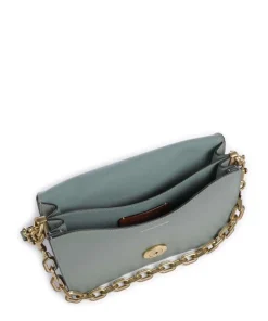 Tabby Soft Chain Schultertasche fein genarbtes Leder graugrün