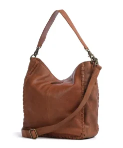 Tailors Stitch Schultertasche genarbtes Leder cognac