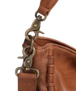 Tailors Stitch Schultertasche genarbtes Leder cognac