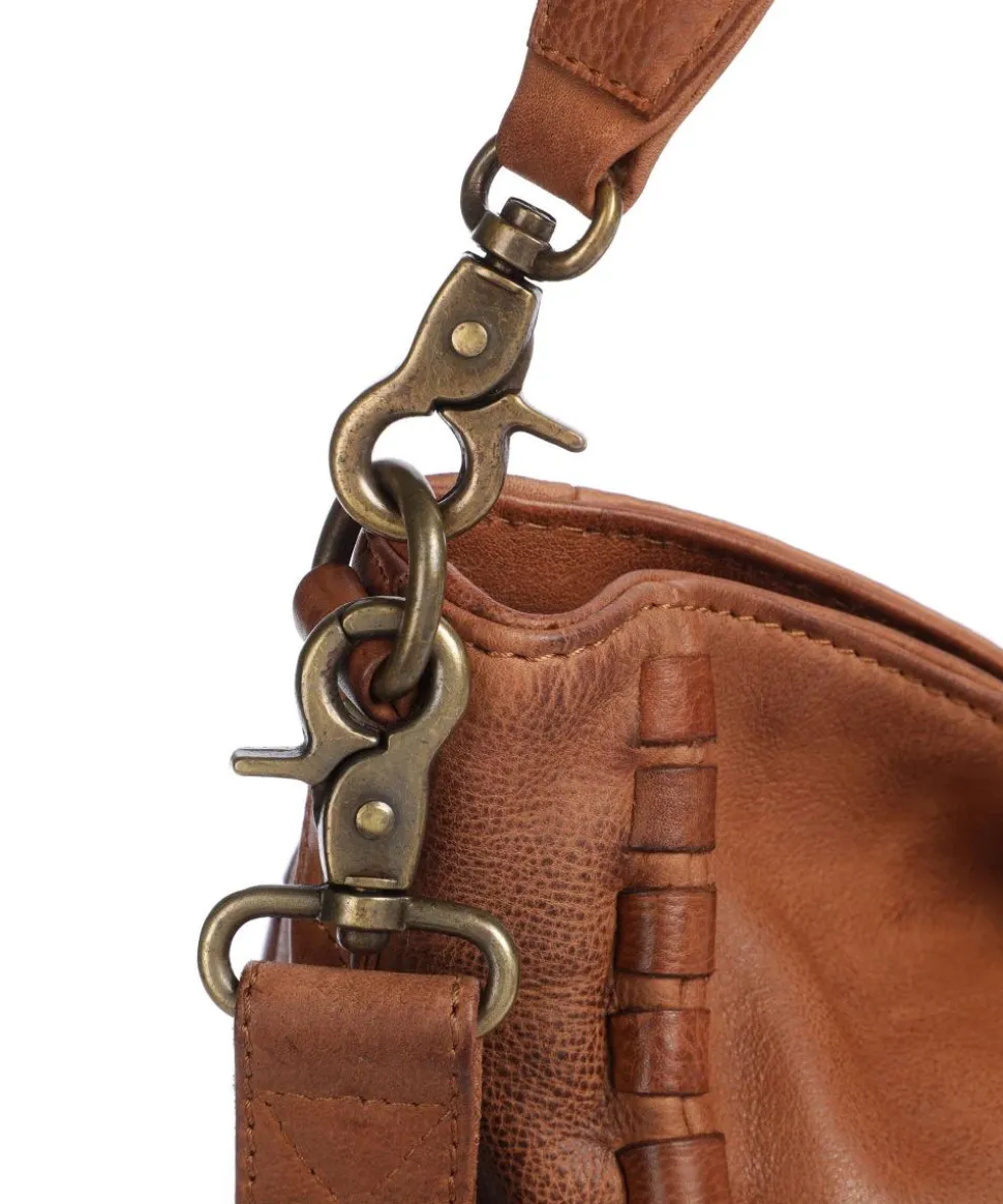 Tailors Stitch Schultertasche genarbtes Leder cognac