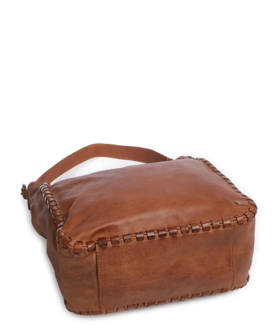 Tailors Stitch Schultertasche genarbtes Leder cognac