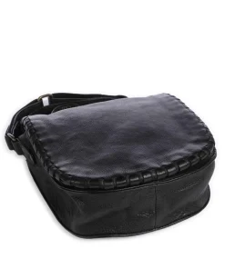 Tailors Stitch Umhängetasche genarbtes Rindsleder schwarz