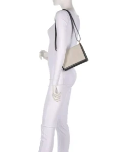 Talea Schultertasche fein genarbtes Rindsleder, Baumwolle dunkelbraun