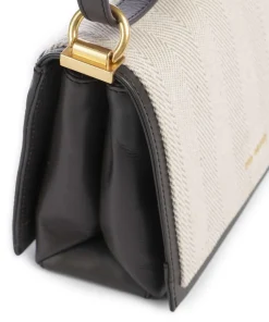 Talea Schultertasche fein genarbtes Rindsleder, Baumwolle dunkelbraun