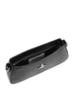 Tasha Embossed Croc Mini Schultertasche geprägtes Kalbsleder schwarz