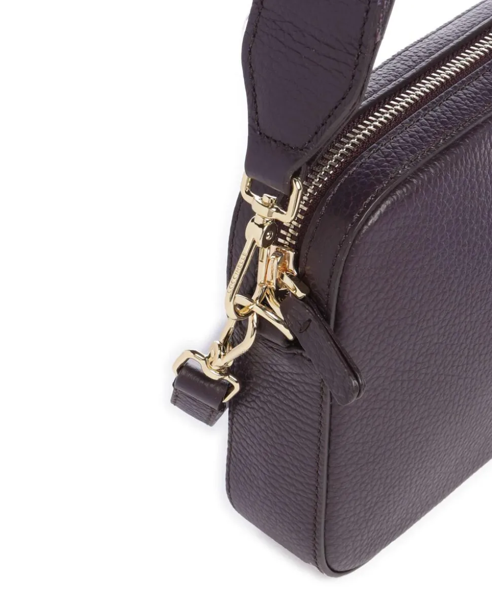 Tebe Schultertasche genarbtes Rindsleder pflaume