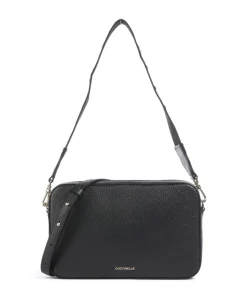 Tebe Schultertasche genarbtes Rindsleder schwarz