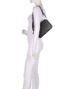 Tebe Schultertasche genarbtes Rindsleder schwarz