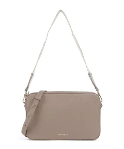 Tebe Schultertasche genarbtes Rindsleder taupe