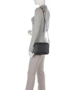 Tebe Umhängetasche genarbtes Leder schwarz