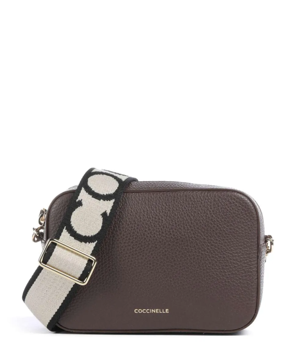 Tebe Umhängetasche genarbtes Leder dunkelbraun