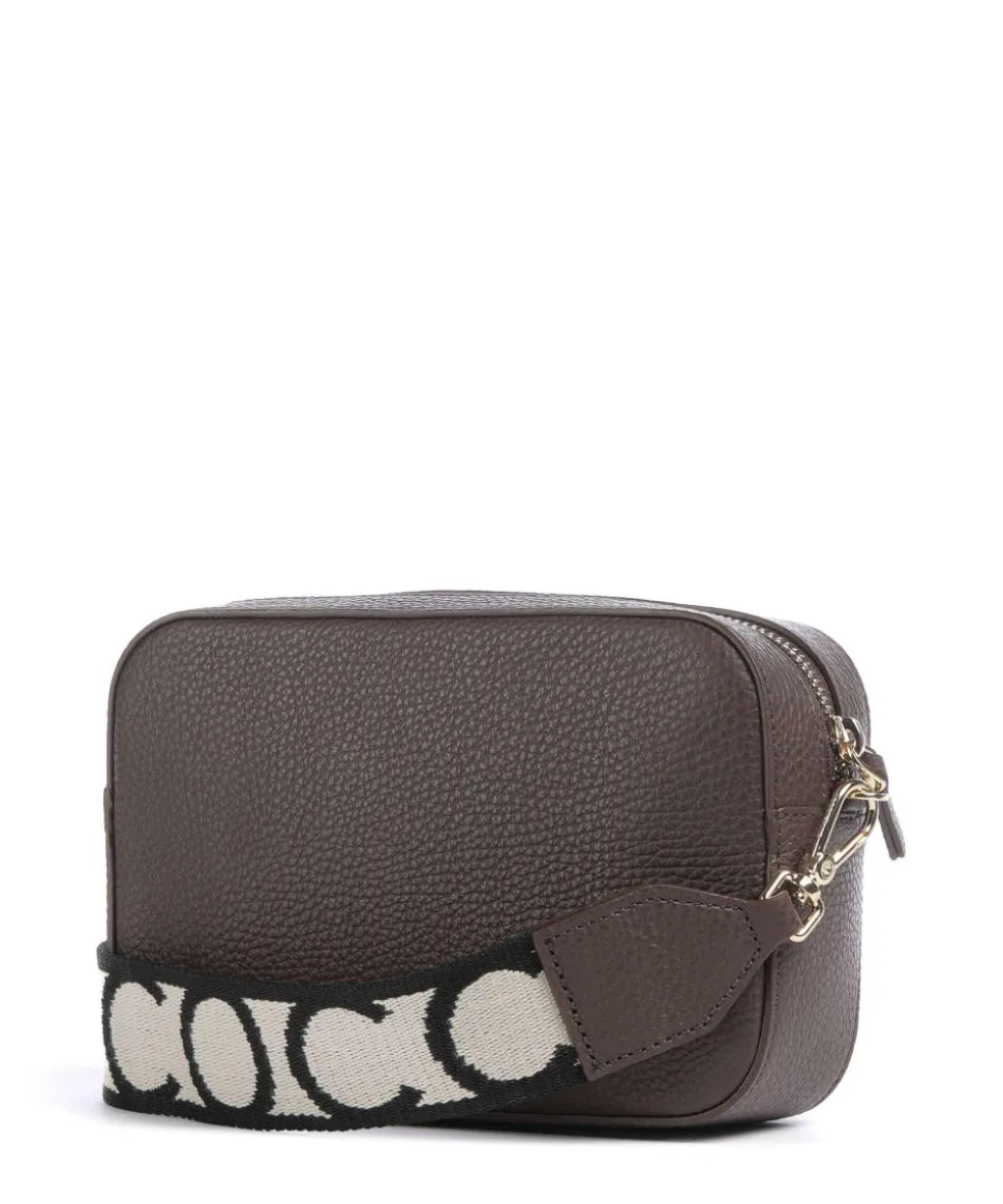 Tebe Umhängetasche genarbtes Leder dunkelbraun