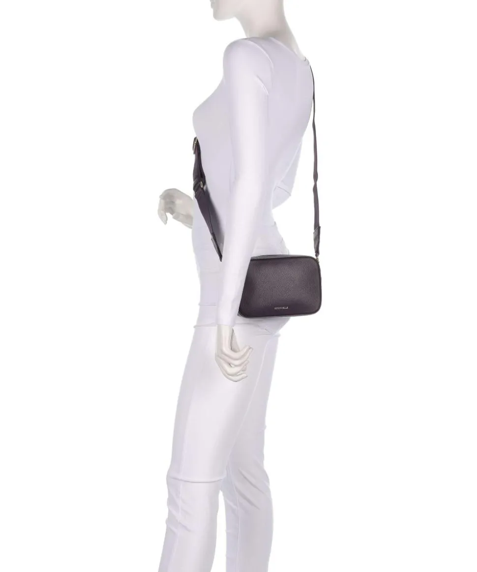 Tebe Umhängetasche genarbtes Leder dunkelbraun