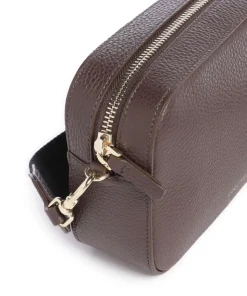 Tebe Umhängetasche genarbtes Leder dunkelbraun