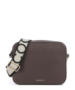 Tebe Umhängetasche genarbtes Leder dunkelbraun