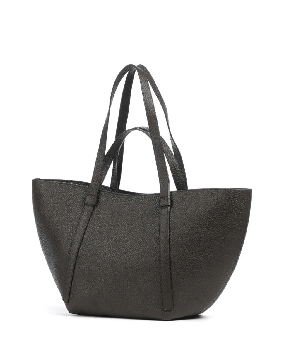 Tekla Cosmo Large Shopper genarbtes Leder dunkelbraun