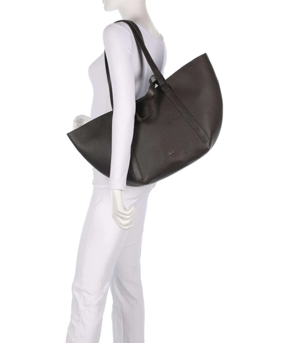 Tekla Cosmo Large Shopper genarbtes Leder dunkelbraun