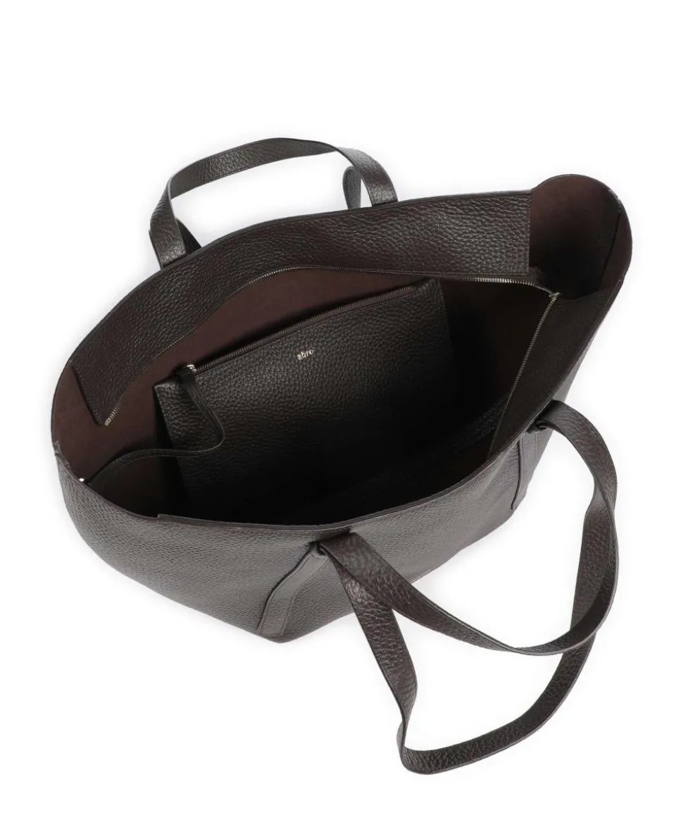 Tekla Cosmo Large Shopper genarbtes Leder dunkelbraun