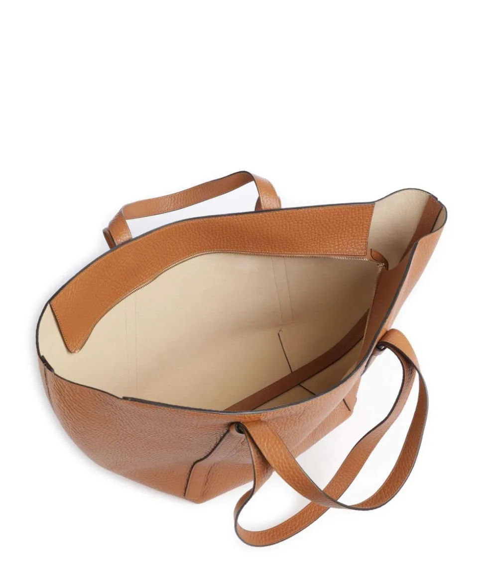 Tekla Cosmo Large Shopper genarbtes Leder braun