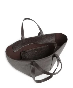 Tekla Cosmo Medium Shopper genarbtes Leder dunkelbraun