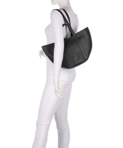 Tekla Cosmo Medium Shopper genarbtes Leder schwarz