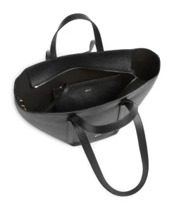 Tekla Cosmo Medium Shopper genarbtes Leder schwarz