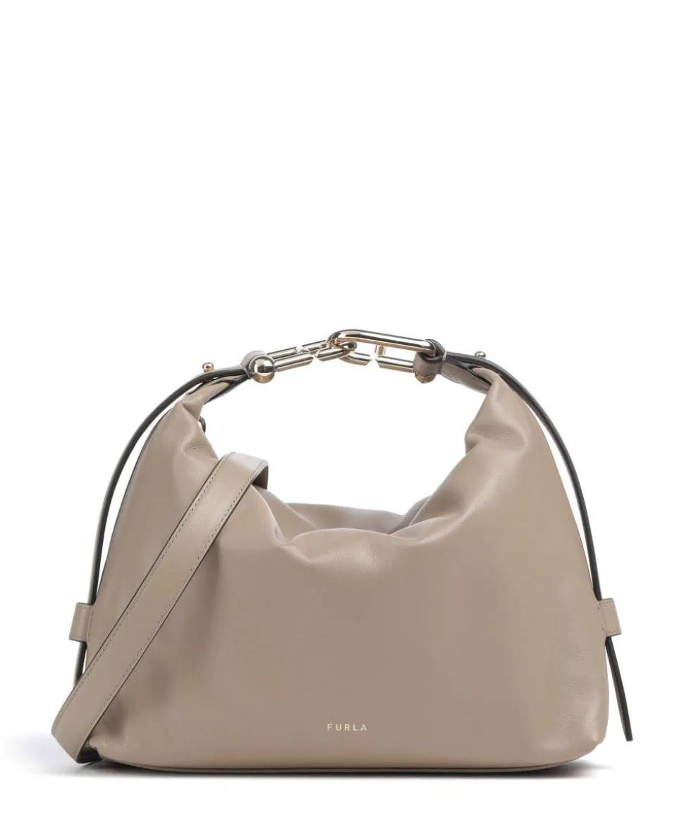 Tonie M Beuteltasche fein genarbtes Leder beige